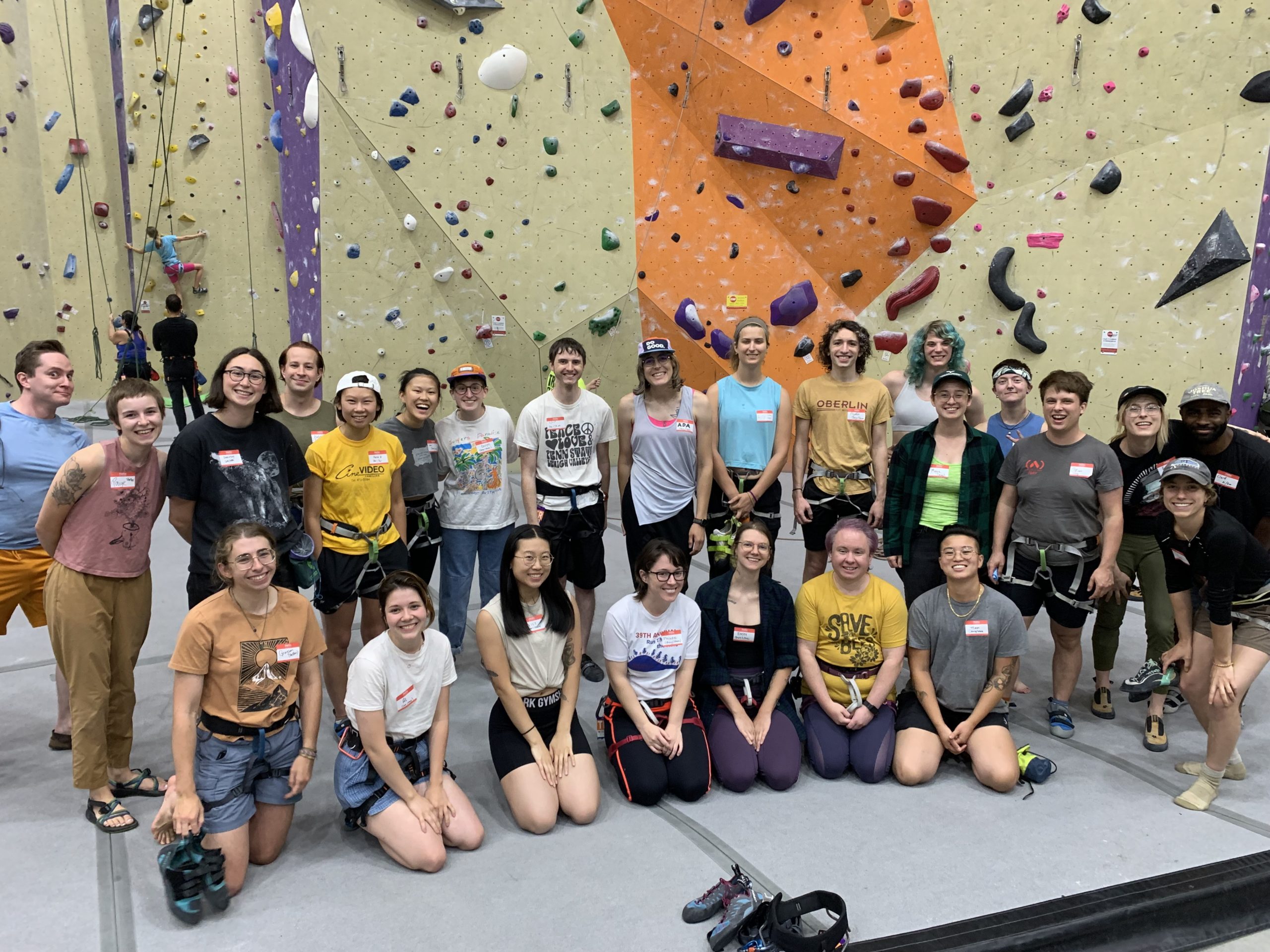 Photo of all the attendees at the Queer Climbing Columbus meetup on July 17, 2023