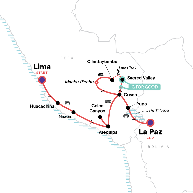 Map of Ada's 2024 Peru Trip from G Adventures.